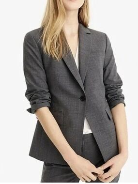 J. Crew Single-Button Gray  Stretch Tailored Blazer 00